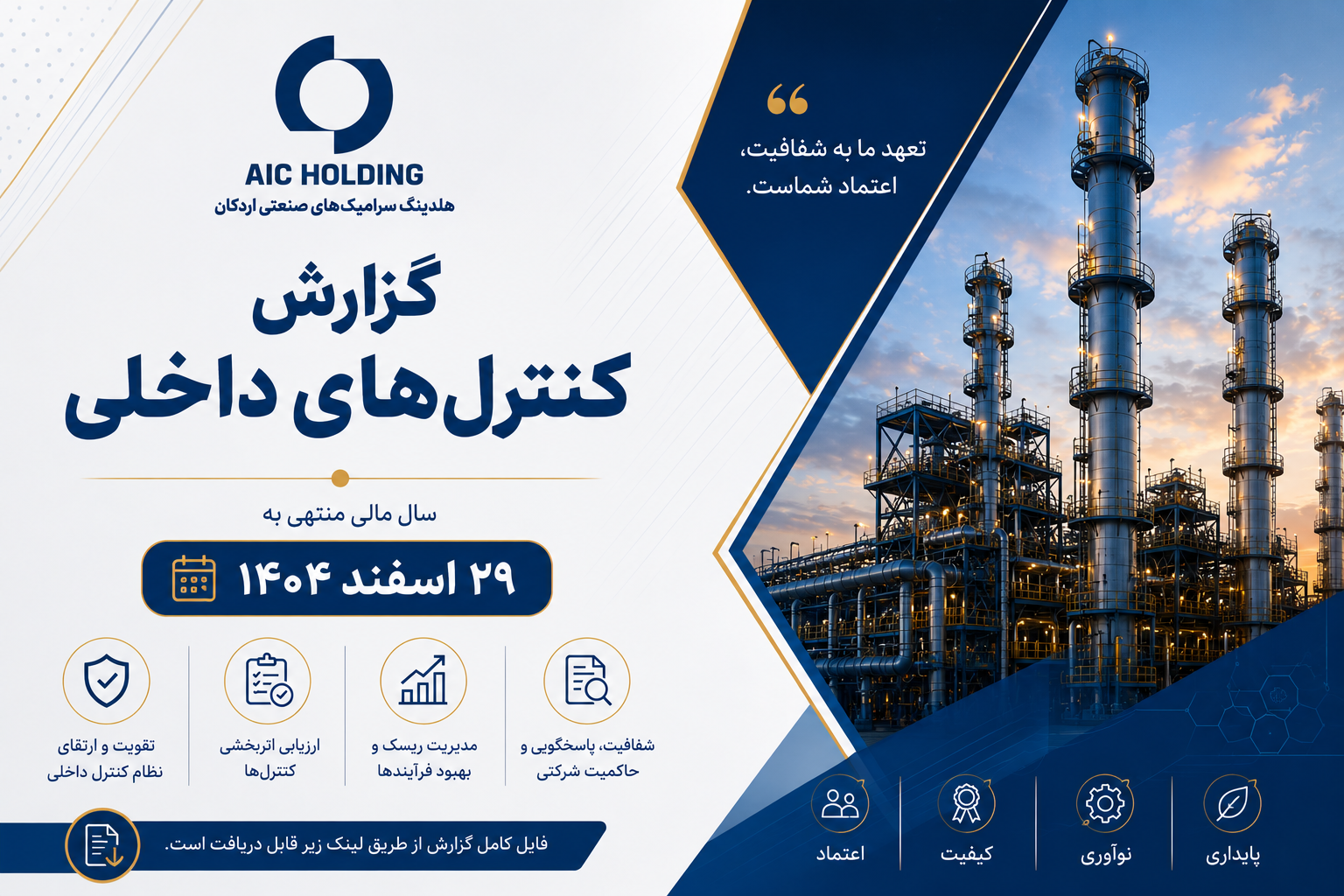 گزارش کنترل های داخلی سرامیک های صنعتی اردکان مورخ 1404/12/29